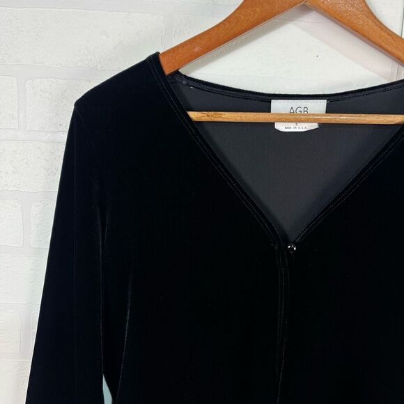Vintage AGB Womens Velvet Cardigan Size Small Black Velvet Witchy Goth - Picture 2 of 14